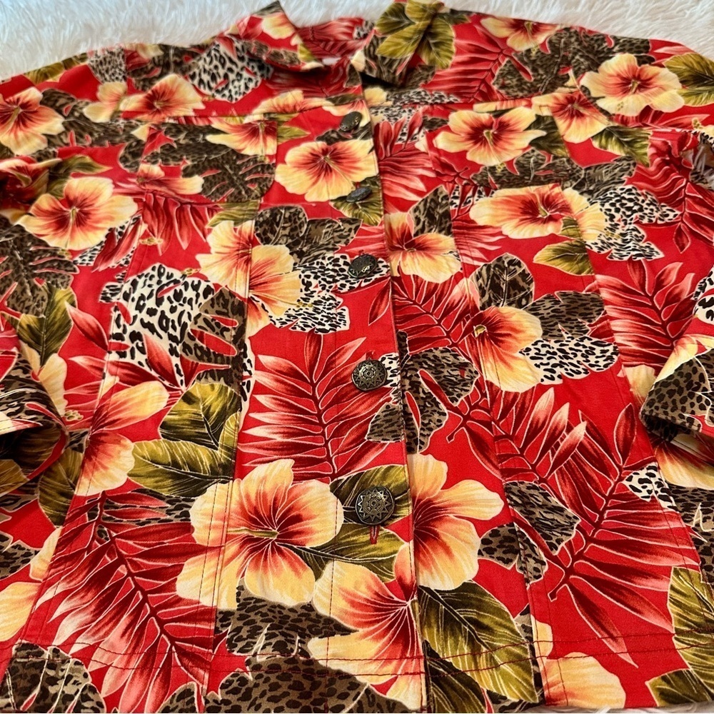 Easy Spirit Tropical Floral Print Stretch Jacket Women’s Medium - Picture 13 of 16